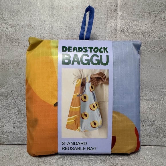 BAGGU DEADSTOCK Standard Reusable In Smoothie Peaches & Bananas Graphic Pattern - Picture 2 of 4